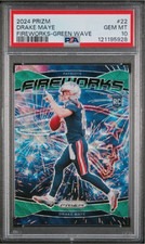 Graded 2024 Panini Prizm Drake Maye #22 Fireworks Green Wave Rookie Card PSA 10