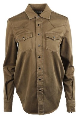 SAINT LAURENT GRÜNES BAUMWOLLHEMD SMALL