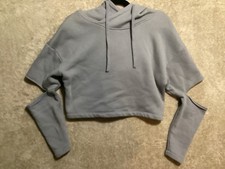 Women  s Gray Cropped Hoodie Size M