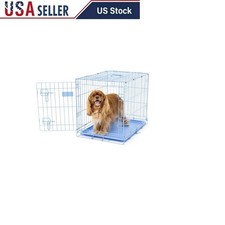 Compact Dog Crate Metal Portable Secure Deluxe Pet Kennel Folding W/ Lock New