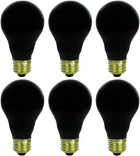 6 Pack 75A A19 Black Light Bulbs, 75W Filament Ceramic Black Bulb, E26, 120V