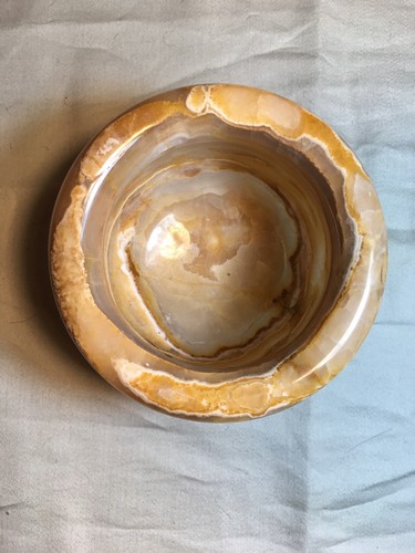 Beige Band Agate Stone Small Bowl Pesil - Picture 6 of 7