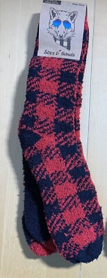 NWT Men's SOXX & BONDS 2-pk Cozy Socks One Size Red Plaid/Black