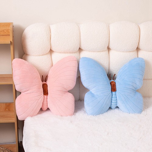 Butterfly Pillow Throwing Pad Short Plush Cushion Girl Pink/blue Bedroom Sofa - Picture 9 of 14