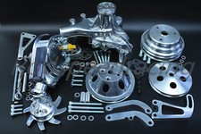 Small Block Chevy Aluminum Pulley Bracket Kit W Power Steering Long Water Pump