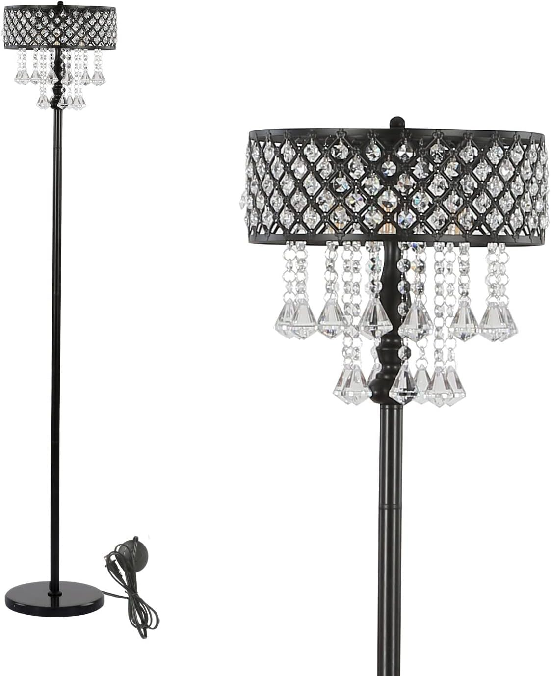 KU300266 Mini European Crystal Floor Lamp for Living Room,Bedroom,Office - Stand