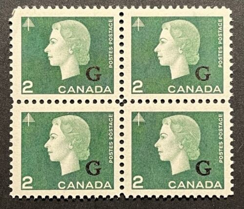 CANADA, 2c Cameo 'G'  overprint block w/ 'extra dots in 'G'', MNH, #O47 var - Afbeelding 1 van 2
