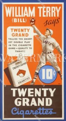 terry tobacco DM222 Bill NY Giants Twenty Grand Cigarette Ad 8x14 Photo Terry Tobacco