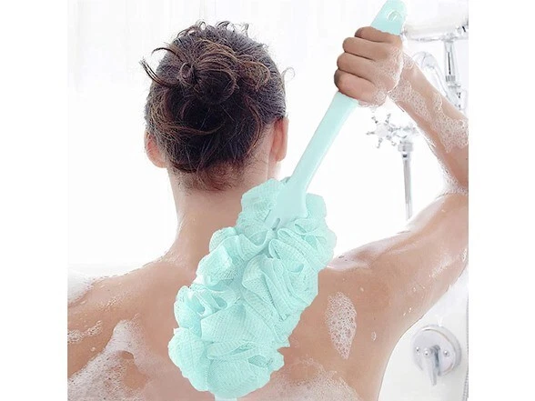 Cepillo de baño de mango largo de 18"" esponja de ducha de esponja de mango largo fregadora trasera  Foto 4 de 4