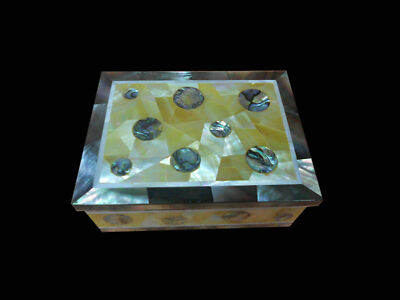 6''X4'' Malachite Makrana Marble Jewelry Storage Trinket Box Inlay mop work