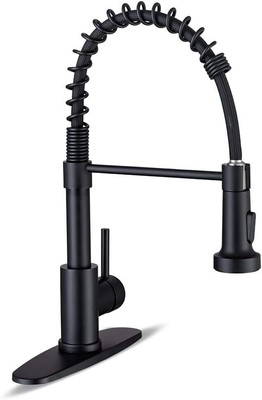 WEWE Kitchen Faucets with Pull Down Sprayer Commercial 1 Matte Black 