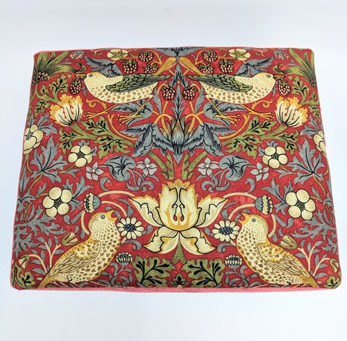 Footstool Pouffe Stool Genuine William Morris Red Strawberry thief UK - Picture 4 of 6