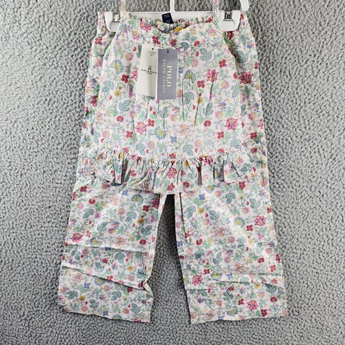 Polo Ralph Lauren Floral Batiste Top & Pants Set Girls 6X Multicolor Sleeveless - Picture 2 of 17