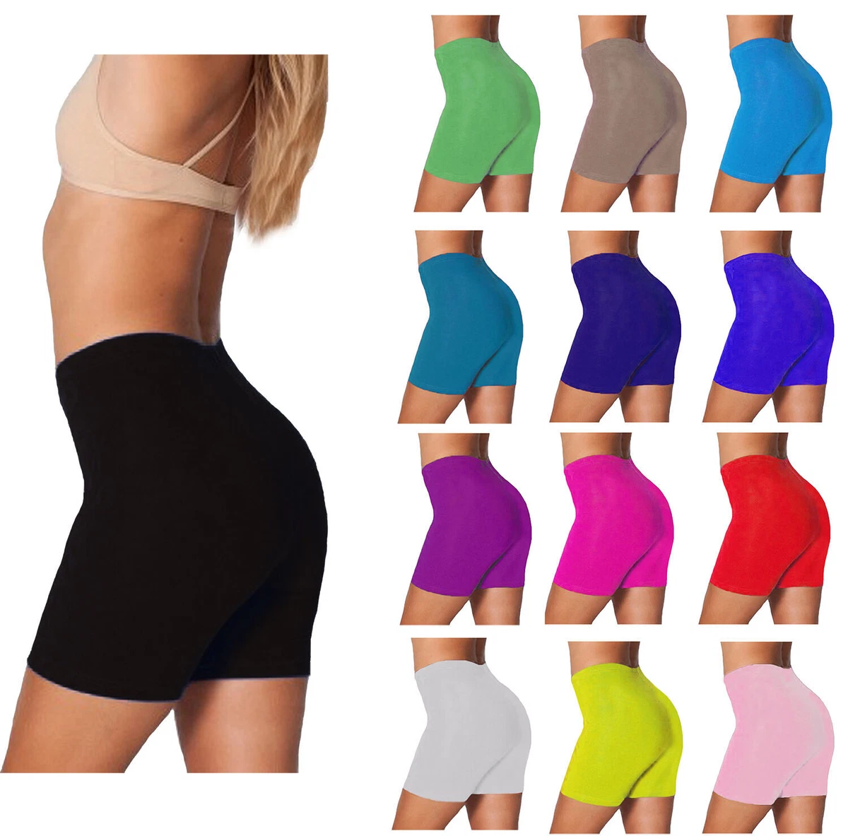 New Ladies Cycling Shorts Stretchy Sports Womens Leggings Plus