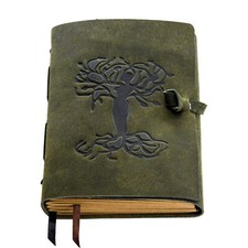 Leather Journal for women and men embossed 8 x 6 inch Handmade Lined craft paper