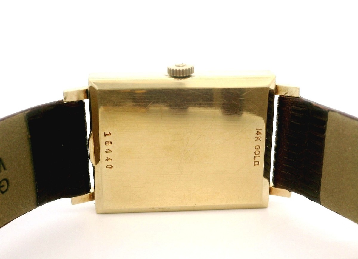 Vintage Universal Geneve 14k Gold 22mm Rectangular Mechanical