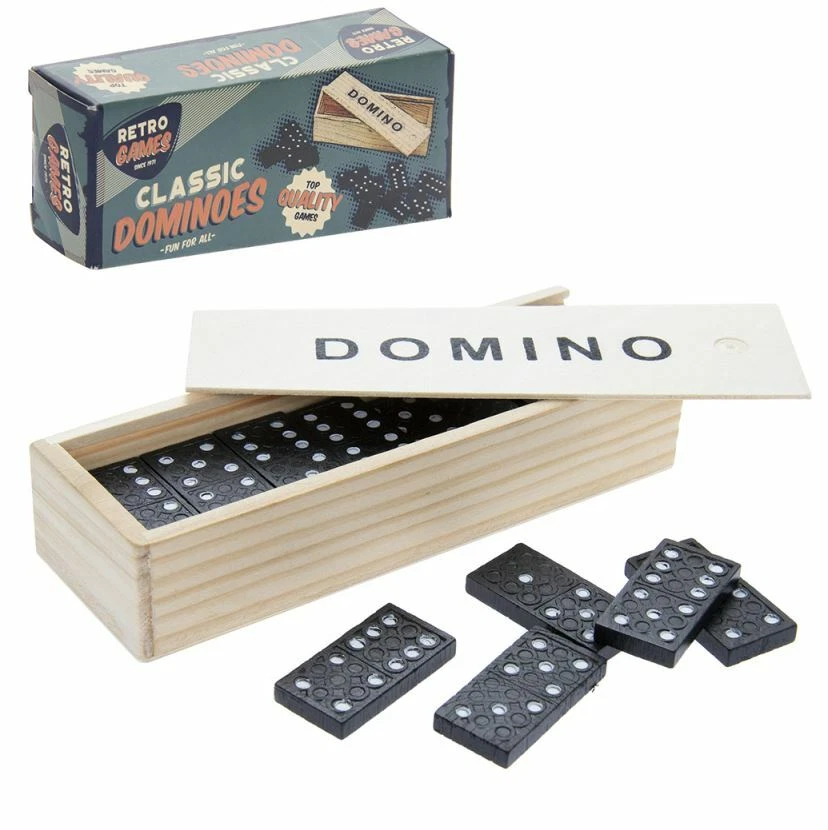 VINTAGE RETRO CLASSIC RIDLEYS FAMILY GAME DOMINOES SET NEW IN WOODEN BOX *