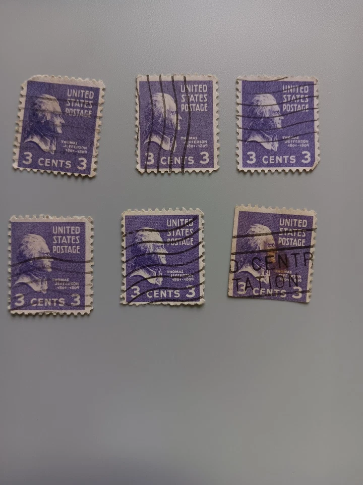 Very Rare 1743-1826 Thomas Jefferson Purple 3c Stamp used. - Image 2 of 2