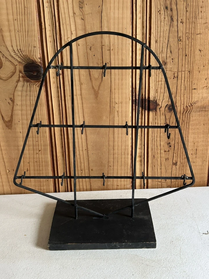 Vintage Iron Jewelry Stand display Handmade Double Sided hooks 19" tall - Image 3 of 4