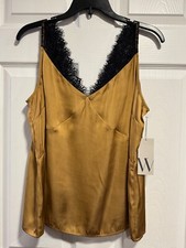 Womens Worthington Dressy Lace Tank Top Gold w/Black Choose Size
