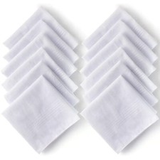 Men's Handkerchiefs Soft White Pure Cotton Hanky