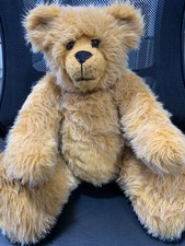 Vintage 16" Jointed Gold Mohair Teddy Bear with Amber Eyes Pre-Owned