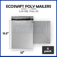 5 12x15.5 ECOSWIFT WHITE POLY MAILERS SHIPPING ENVELOPES BAGS
