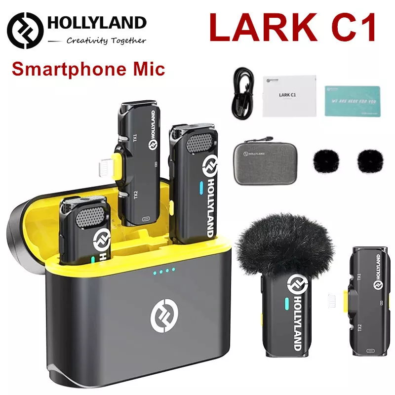 Hollyland LARK C1 Wireless lavalier Microphone for Smartphone Pad  2*transmitter