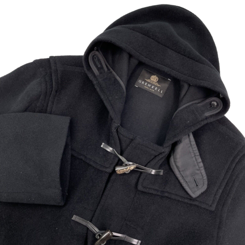 Manteau de sport en laine GRENFELL 44 fabriqué en Angleterre cuir laine bascule noir défauts - Photo 1 sur 17