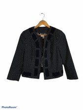 CAbi Polka Dot Blazer Jacket Cropped Black White Size 4