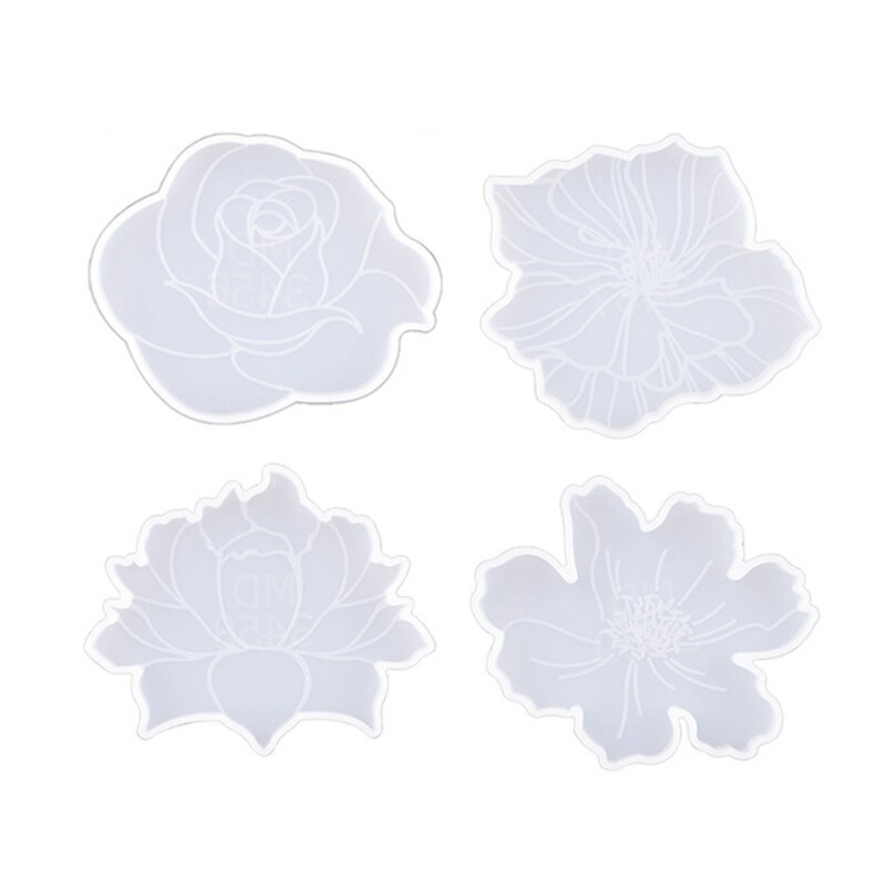 4-Piece Silicone Flower Molds for DIY Resin Casting Crafts