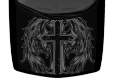 Winged Cross Truck Car Hood Wrap Vinyl Graphic Decal Gratscale 58