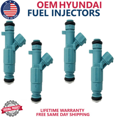 x4 GENUINE HYUNDAI Fuel Injectors For 2011, 2012, 2013 Hyundai Tucson 2.4L I4