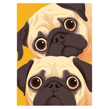 Pug Dogs Pop Art Poster Playful Wall Art Kids Room Decor
