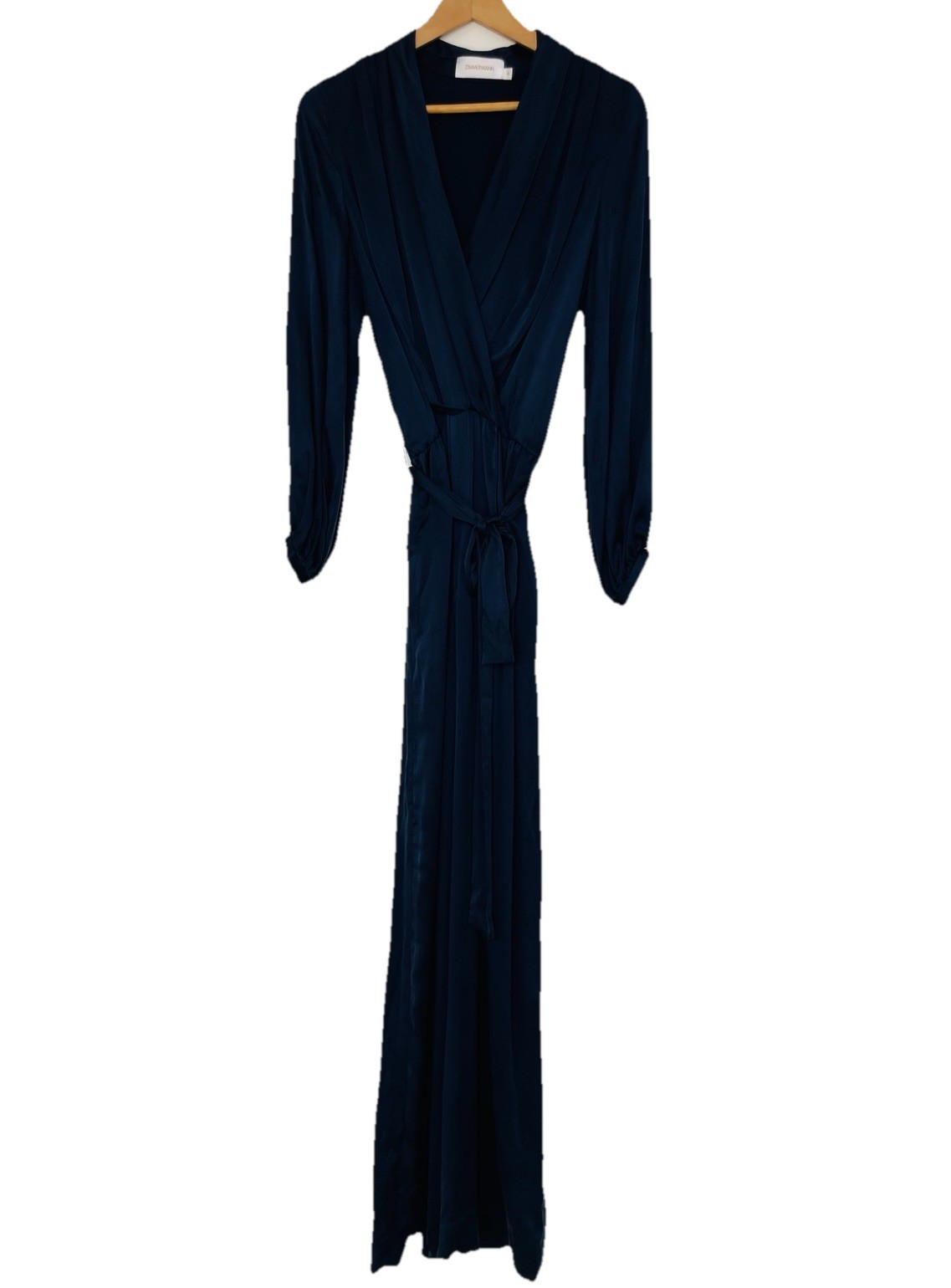 Zimmermann Jumpsuit Size 0 AU 8/US 4 Sueded Silk Indigo Wide Leg Belted Elegant