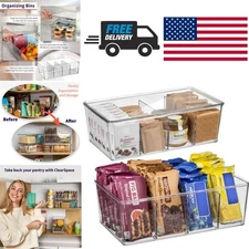 Pantry Storage Bins 2 Pack BPA Free with Lids and Dividers for Easy Organization