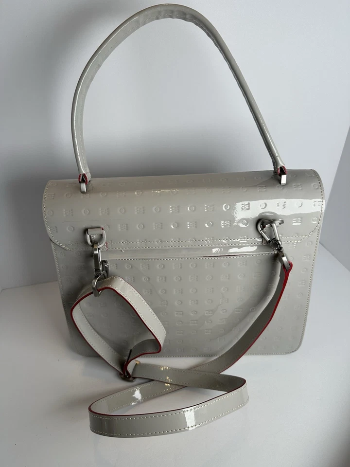 Arcadia Light Grey Patent Leather Handbag - Made In Italy - See Photos! - Image 4 of 4