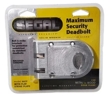 SEGAL 15326 Jimmy-Proof Deadbolt Slam Lock Solid Bronze Brushed Chrome 667F NOS
