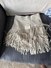 Altar'd State Women's Fringe Mini Skirt Size XS Tan Boho Festival Western Style