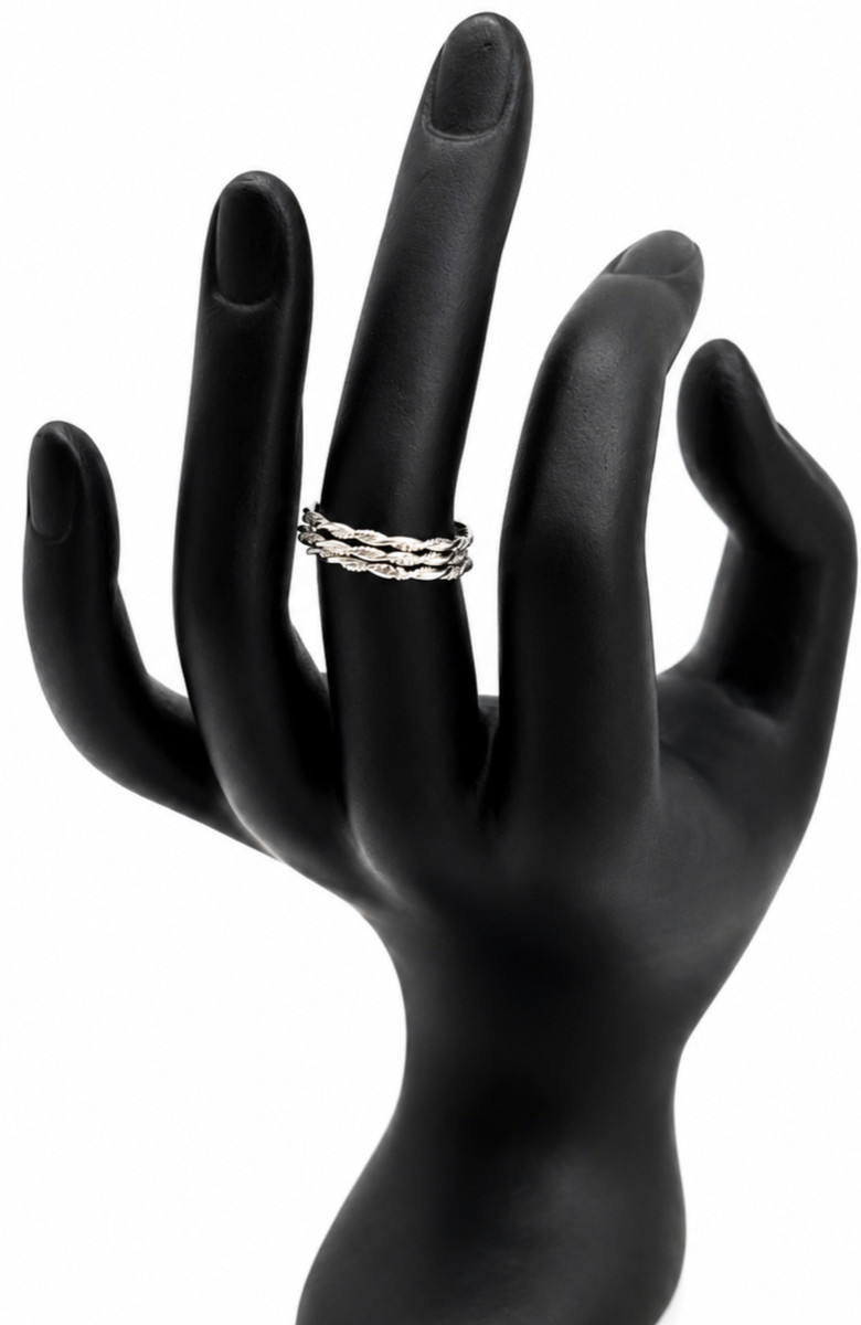 925 Sterling Silver Twisted Rope Stackable Ring Thin 1mm Band Sizes 5-9 Thailand View 6
