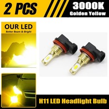 2pcs H11 3000k Yellow Led Headlight Bulbs Kit High Or Low Beam Fog Light