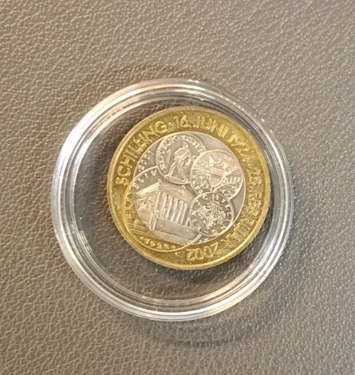50 ÖS, Die letzte 50-Schilling-Münze, "Die Ära des Schillings" in Kapsel