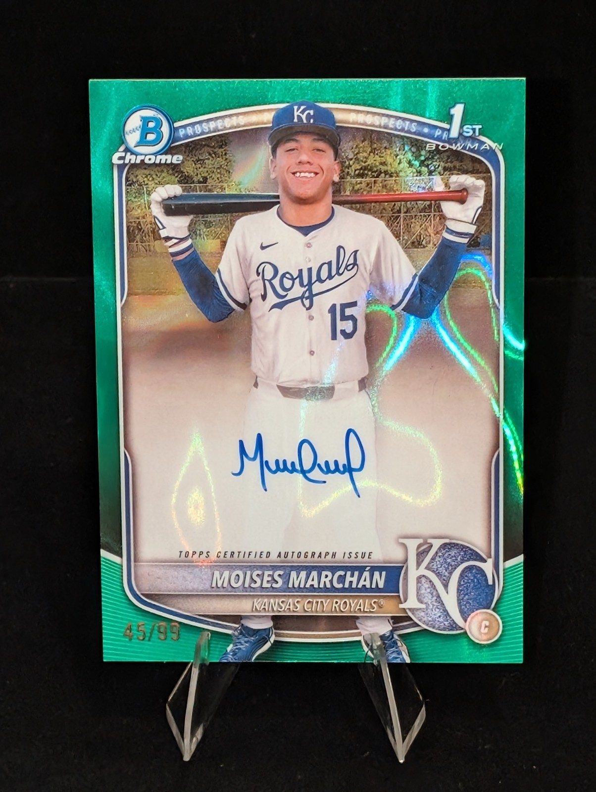 2025 Bowman Chrome Moises Marchan 1st Green Lava Refractor Auto (RC) /99