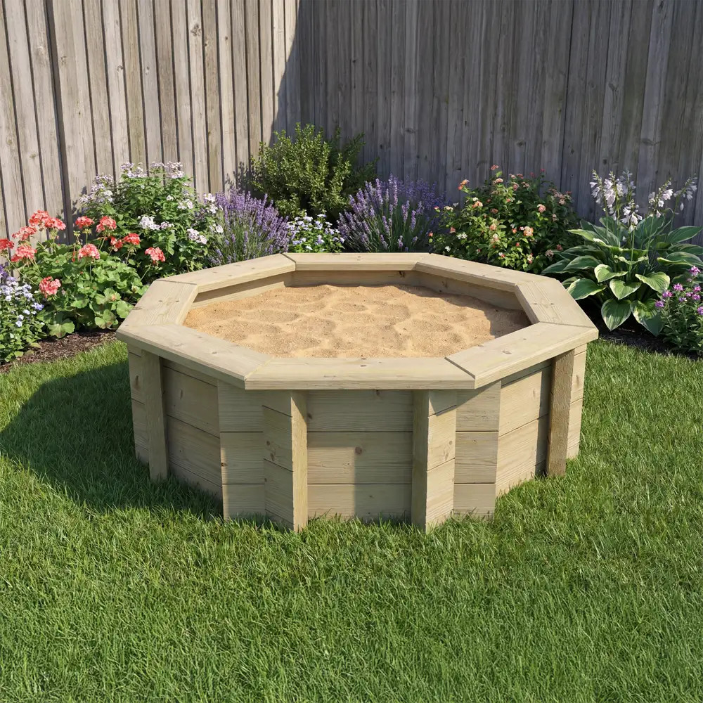 Wooden Sandpit - 4ft Octagonal – 429mm Height – 44mm Thick Wall