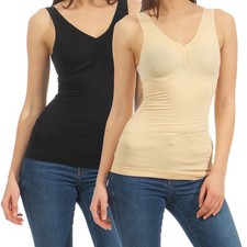 2er Set Damen Unterhemd Bauchweg Mieder Tank Top Formhemd Bodyformer Seamless 