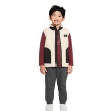 G.H. Bass  Co. Kids 3 Piece Vest Set Cream Maroon Joggers Size 5