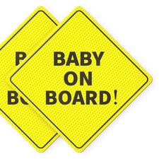Baby On Board Signs, Car Essentials - 5x5 Inch Pack of 2 , Yellow