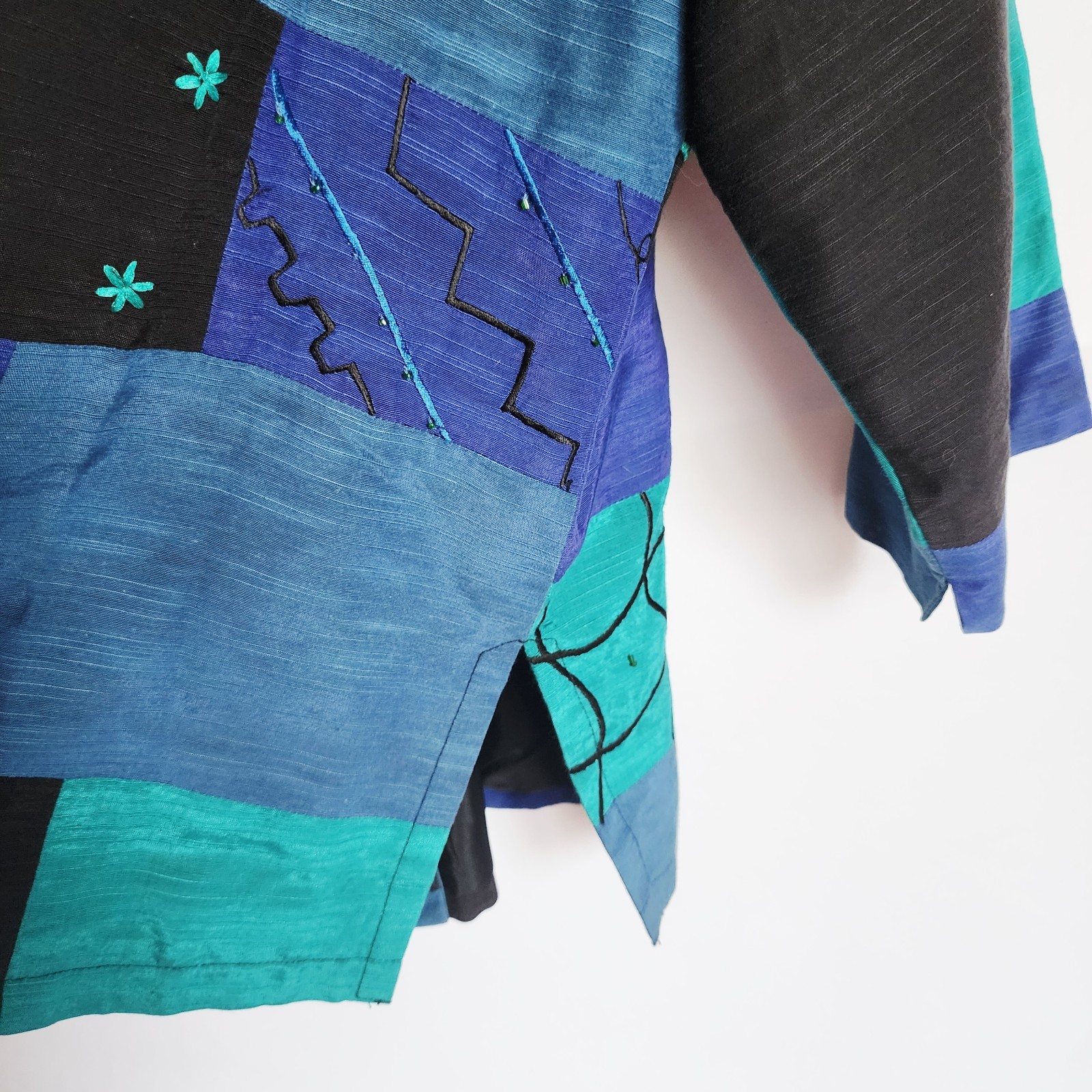 Vintage Indigo Moon Patchwork Jacket Large Blue T… - image 13