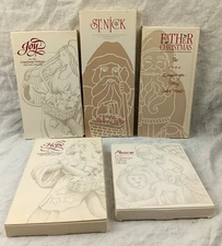 Lot Of 5 Vintage 90s Longaberger Pottery Angel & Santa Claus Series Cookie Molds