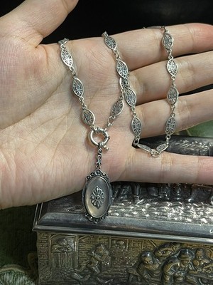 Antique Handcrafted 925 Silver Necklace & Bracelet - 3D French Chain Openwork